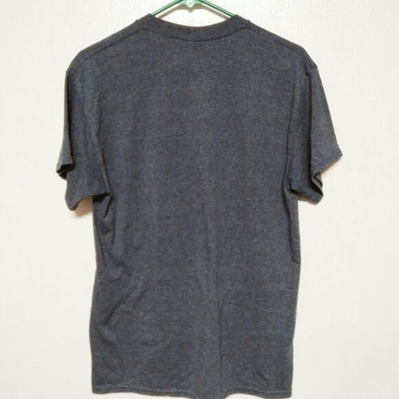 Six Flags Over Georgia Heathered Blue T-Shirt, Pandemonium Cogs Graphic, Size M - Picture 4 of 5